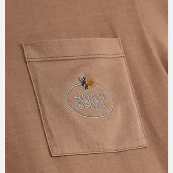 Scotch & Soda Garment-Dyed Pocket T-Shirt in Cappuccino - Picture 2 of 2